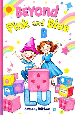 An imaginative and colorful cover for a children's book titled 'Beyond Pink and Blue'