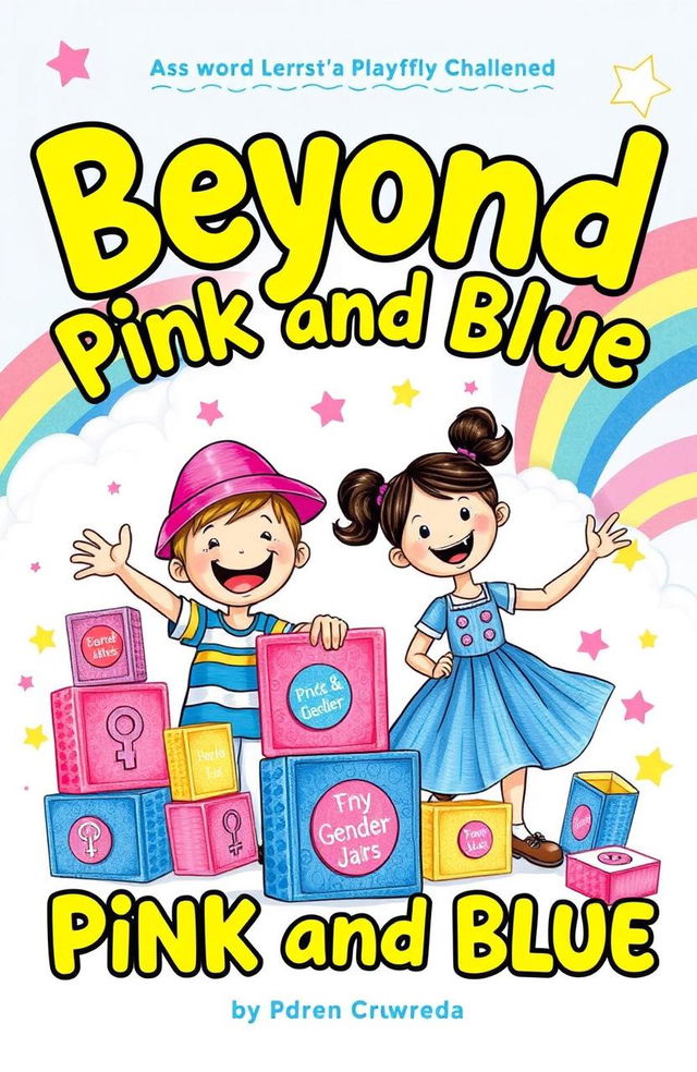 An imaginative and colorful cover for a children's book titled 'Beyond Pink and Blue'