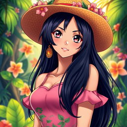 A stunning portrait of Nico Robin from the anime One Piece, showcasing her iconic look with long, dark hair and a confident expression
