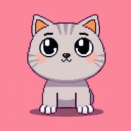 A cute and simple pixel art cat in an 8-bit style, designed on a 64x64 canvas