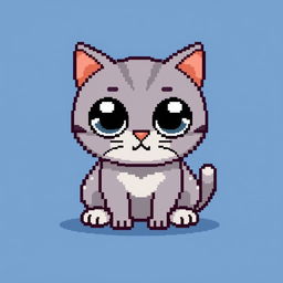 A cute and simple pixel art cat in an 8-bit style, designed on a 64x64 canvas