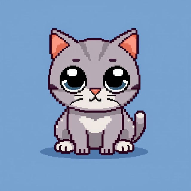 A cute and simple pixel art cat in an 8-bit style, designed on a 64x64 canvas