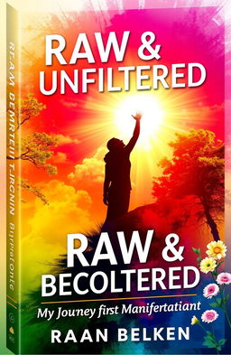 A visually stunning book cover for 'Raw & Unfiltered - The Power Of Becoming: My Journey Through Manifestation and Growth'