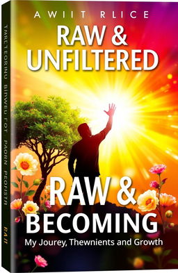 A visually stunning book cover for 'Raw & Unfiltered - The Power Of Becoming: My Journey Through Manifestation and Growth'