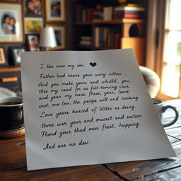 A heartfelt letter from a father to his son, expressing love, support, and pride