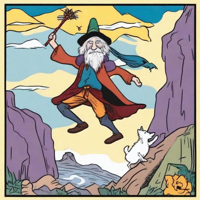 An image capturing The Fool Tarot card in Jim Henson's puppetry style