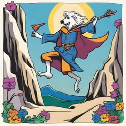 An image capturing The Fool Tarot card in Jim Henson's puppetry style