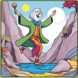 An image capturing The Fool Tarot card in Jim Henson's puppetry style