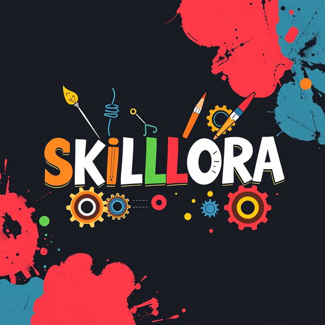 A visually striking cover page design titled 'SKILLORA', featuring a meaningful representation of growth and creativity