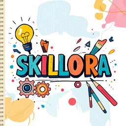 A visually striking cover page design titled 'SKILLORA', featuring a meaningful representation of growth and creativity