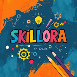 A visually striking cover page design titled 'SKILLORA', featuring a meaningful representation of growth and creativity