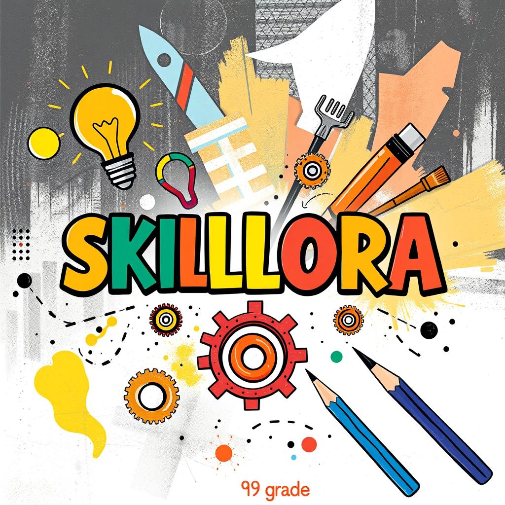 A visually striking cover page design titled 'SKILLORA', featuring a meaningful representation of growth and creativity