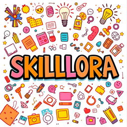 A creative and artistic cover page for the title 'SKILLORA', designed in the style of a 9th grade student
