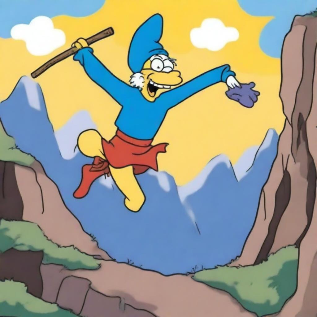 An illustration of The Fool Tarot card in The Smurfs' cartoon style