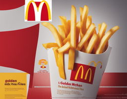 McDonald's ad featuring golden arches logo, Big Mac, fries, and soft drink.