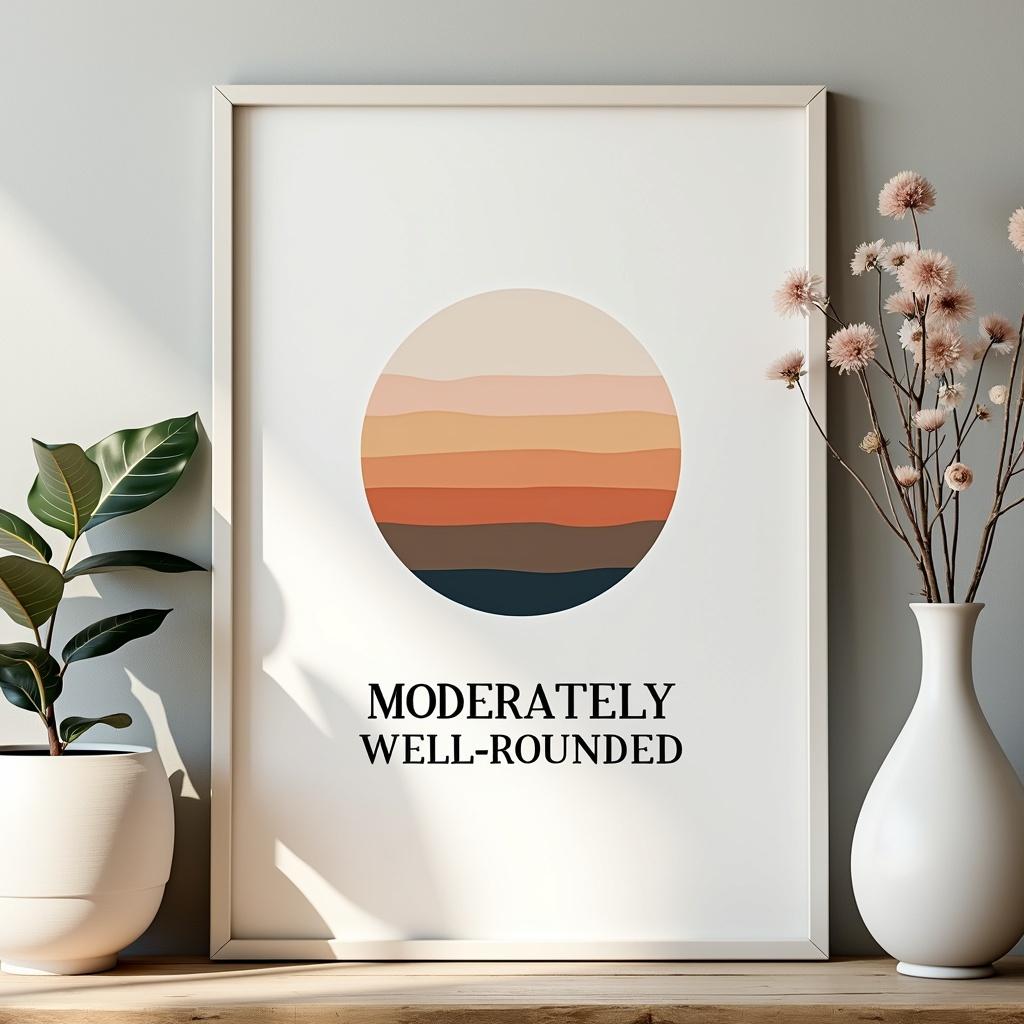 A beautiful, minimalist poster titled 'Moderately Well-Rounded'