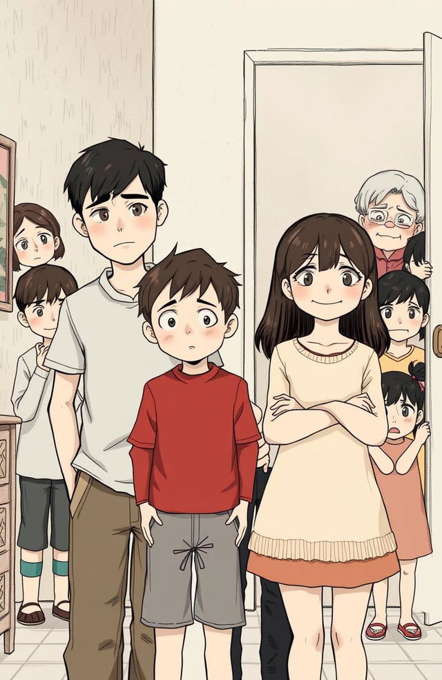 A young couple, a boy and a girl, standing together with slightly sad expressions