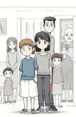 A young couple, a boy and a girl, standing together with slightly sad expressions
