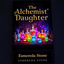 A captivating book cover for 'The Alchemist's Daughter' by Esmeralda Stone, set in a historical fantasy world