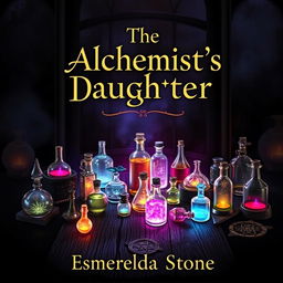 A captivating book cover for 'The Alchemist's Daughter' by Esmeralda Stone, set in a historical fantasy world