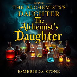 A captivating book cover for 'The Alchemist's Daughter' by Esmeralda Stone, set in a historical fantasy world