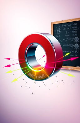 A visually stunning and educational depiction of a magnet, showcasing its north and south poles vividly labeled