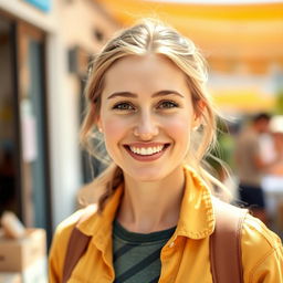 A woman, 35 years old, of European descent, showcasing a combination of Scandinavian, Slavic, and Mediterranean features