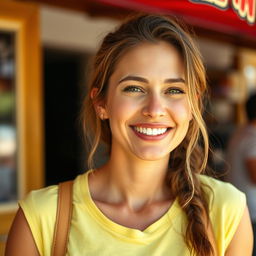 A woman, 35 years old, of European descent, showcasing a blend of Scandinavian, Slavic, and Mediterranean features