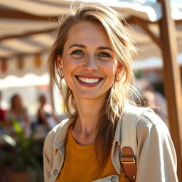 A woman, 35 years old, of European descent, showcasing a blend of Scandinavian, Slavic, and Mediterranean features