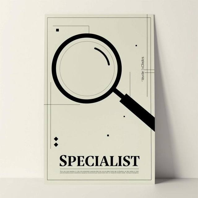 A beautiful, minimalist poster titled 'Specialist'