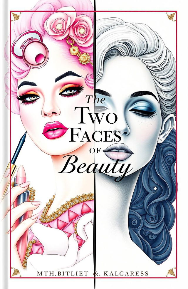 A captivating book cover illustrating the duality of the beauty industry in the 21st century