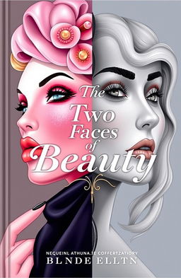 A captivating book cover illustrating the duality of the beauty industry in the 21st century