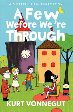 An imaginative and quirky cover for a post-modern anthology titled 'A Few Before We're Through'