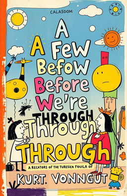 An imaginative and quirky cover for a post-modern anthology titled 'A Few Before We're Through'