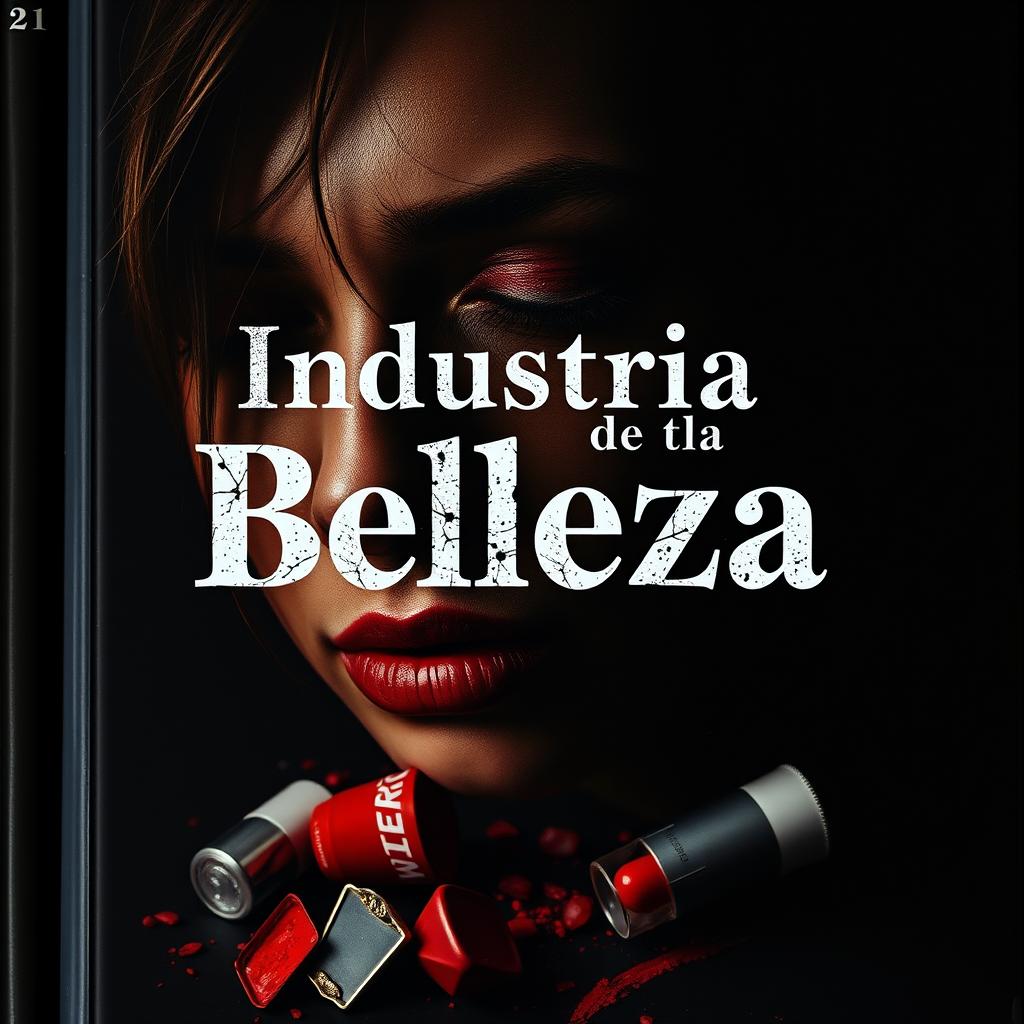 Una intensa portada de libro que representa el lado oscuro de la industria de la belleza en el siglo 21