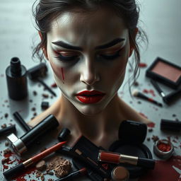 Una impactante portada de libro que explore el lado oscuro de la industria de la belleza en el siglo 21