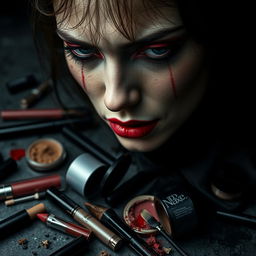 Una impactante portada de libro que explore el lado oscuro de la industria de la belleza en el siglo 21