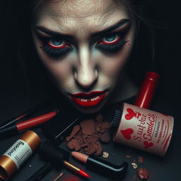 Una impactante portada de libro que explore el lado oscuro de la industria de la belleza en el siglo 21