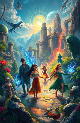 A mysterious journey featuring a group of seven diverse characters with unique supernatural abilities, engaging in a fantastical adventure across different realms