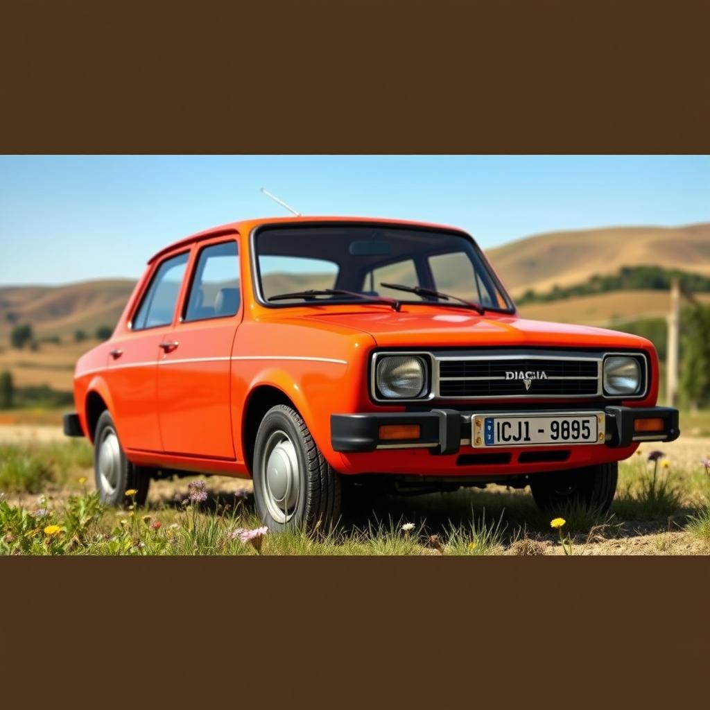 A vintage automobile scene featuring a classic 1984 Dacia, showcasing its iconic design