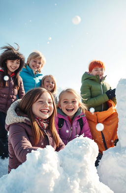 A scenic Arctic landscape showcasing a group of middle school friends