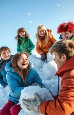 A scenic Arctic landscape showcasing a group of middle school friends