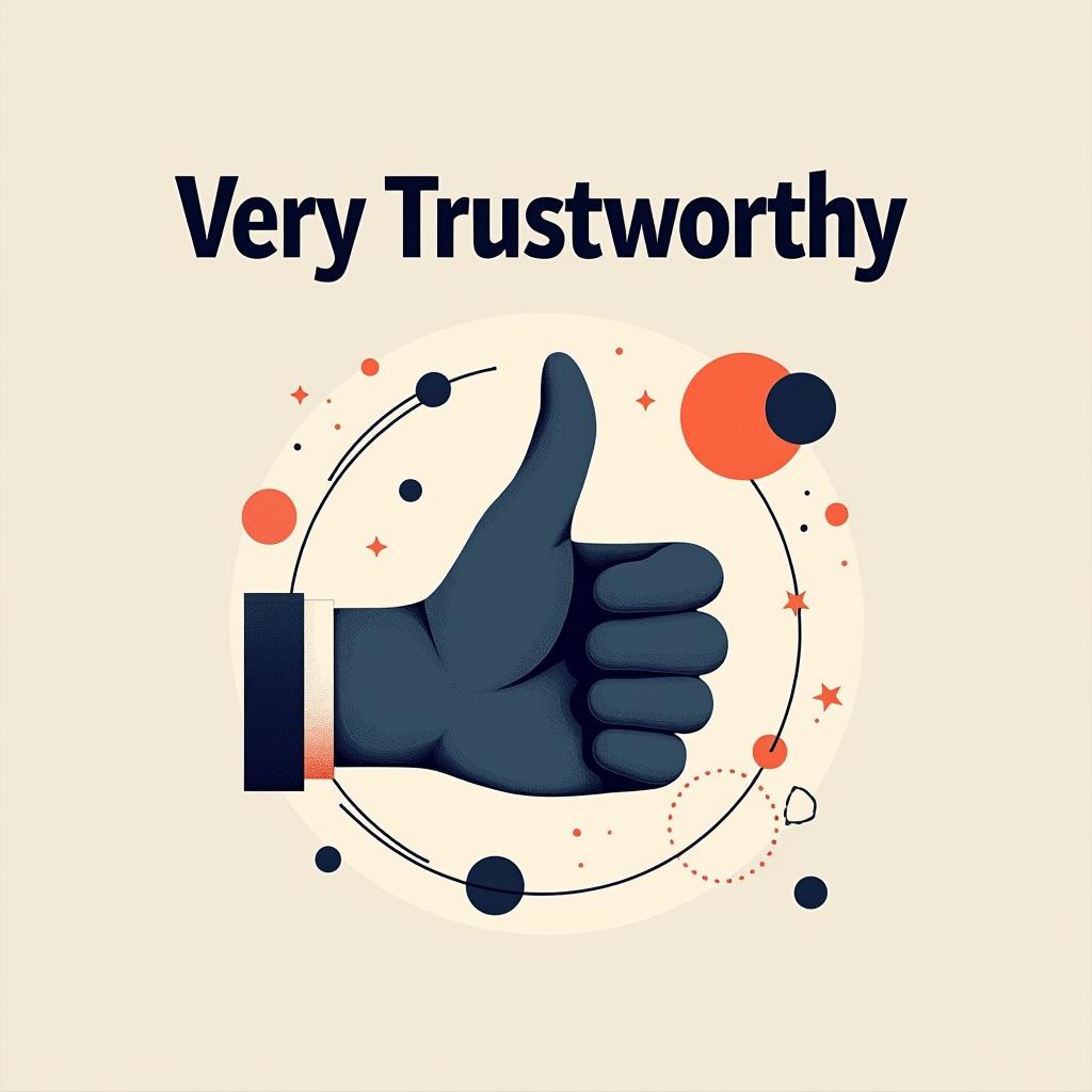 A beautiful, minimalist poster titled 'Very Trustworthy'