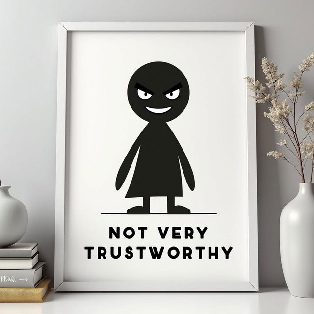 A beautiful, minimalist poster titled 'Not Very Trustworthy'