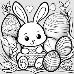 A high-quality, minimalist colouring page featuring the Easter Bunny, designed specifically for young children