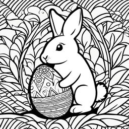 A high-quality, minimalist colouring page featuring the Easter Bunny, designed specifically for young children