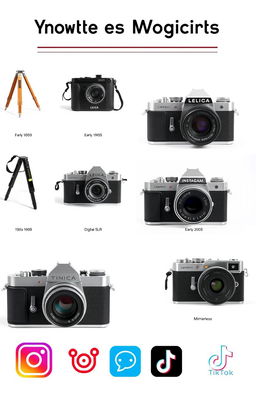 A collage of cameras showcasing their evolution from vintage to modern