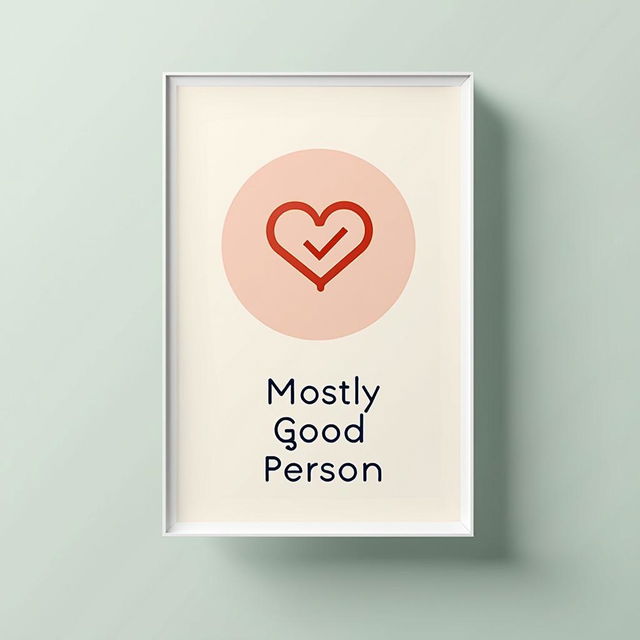 A beautiful, minimalist poster titled 'Mostly Good Person'