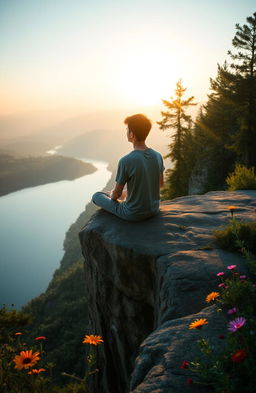 A serene and contemplative scene representing self-introspection