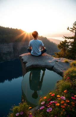 A serene and contemplative scene representing self-introspection